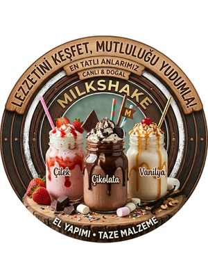 Mayeka Milkshake Temalı Büfeler Cafeler Restoranlar Için Ahşap Duvar Kapı Dekoratif Süs Tablo
