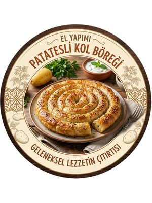 Mayeka Patatesli Kol Böreği Temalı Börekçiler Kahvaltıcılar Cafe Için Ahşap Duvar Kapı Dekoratif Süs Tablo