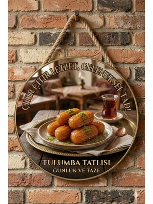 Mayeka Tulumba Tatlısı Temalı Tatlıcılar Pastaneler Restoranlar Için Ahşap Duvar Kapı Dekoratif Süs Tablo