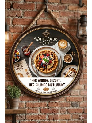 Mayeka Waffle Temalı Tatlıcılar Wafflecılar Cafeler Için Ahşap Duvar Kapı Dekoratif Süs Tablo