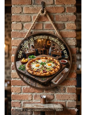 Mayeka Yumurtalı Pide Temalı Pideciler Kebapçılar Restoranlar Için Ahşap Duvar Kapı Dekoratif Süs Tablo
