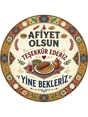 Mayeka Afiyet Olsun Teşekkür Ederiz Temalı Büfeler Cafeler Restoranlar Için Ahşap Duvar Kapı Dekoratif Süs