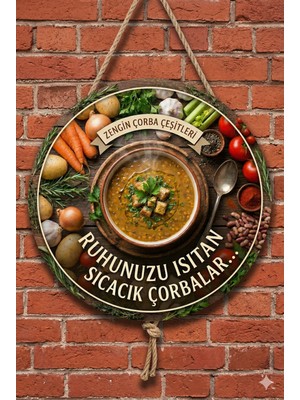 Mayeka Çorba Çeşitleri Temalı Çorbacılar Restoranlar Cafeler Için Ahşap Duvar Kapı Dekoratif Süs Tablo