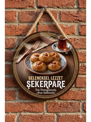 Mayeka Şekerpare Temalı Tatlıcılar Pastaneler Restoranlar Için Ahşap Duvar Kapı Dekoratif Süs Tablo