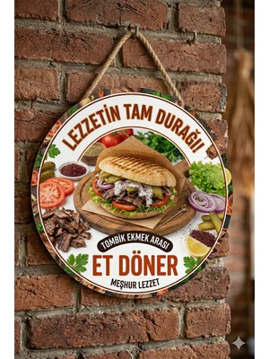 Mayeka Tombik Et Döner Temalı Dönerciler Cafeler Restoranlar Için Ahşap Duvar Kapı Dekoratif Süs Tablo