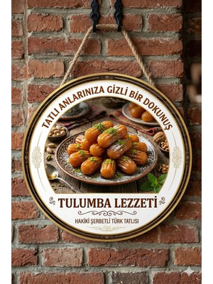 Mayeka Tulumba Tatlısı Temalı Tatlıcılar Pastaneler Restoranlar Için Ahşap Duvar Kapı Dekoratif Süs Tablo