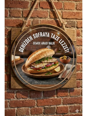 Mayeka Balık Ekmek Temalı Balık Restoranları Balıkçılar  Için Ahşap Duvar Kapı Dekoratif Süs Tablo