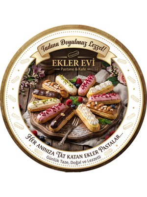 Mayeka Ekler Pasta Temalı Tatlıcılar Pastaneler Restoranlar Için Ahşap Duvar Kapı Dekoratif Süs Tablo