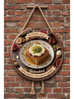 Mayeka Ekmek Kadayıfı Temalı Tatlıcılar Pastaneler Restoranlar Için Ahşap Duvar Kapı Dekoratif Süs Tablo