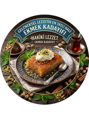 Mayeka Ekmek Kadayıfı Temalı Tatlıcılar Pastaneler Restoranlar Için Ahşap Duvar Kapı Dekoratif Süs Tablo