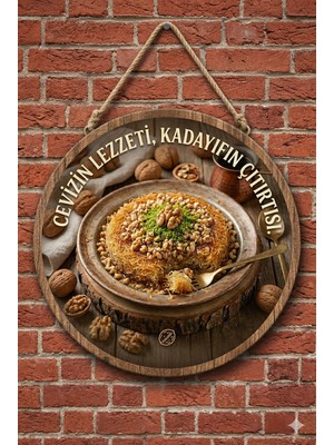 Mayeka Cevizli Kadayıf Temalı Tatlıcılar Pastaneler Restoranlar Için Ahşap Duvar Kapı Dekoratif Süs Tablo