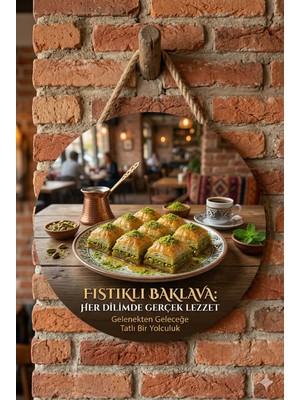 Mayeka Fıstıklı Baklava Temalı Tatlıcılar Pastaneler Restoranlar Için Ahşap Duvar Kapı Dekoratif Süs Tablo