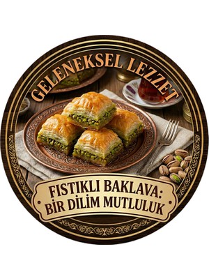 Mayeka Fıstıklı Baklava Temalı Tatlıcılar Pastaneler Restoranlar Için Ahşap Duvar Kapı Dekoratif Süs Tablo