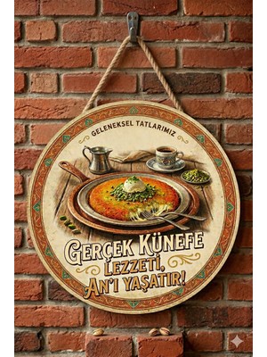 Mayeka Künefe Temalı Tatlıcılar Pastaneler Restoranlar Için Ahşap Duvar Kapı Dekoratif Süs Tablo