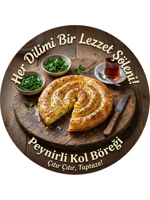 Mayeka Peynirli Kol Böreği Temalı Börekçiler Kahvaltıcılar Cafe Için Ahşap Duvar Kapı Dekoratif Süs Tablo
