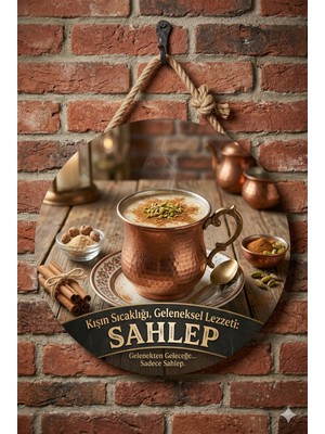 Mayeka Sahlep Temalı Cafeler Kahveciler Restoranlar Için Ahşap Duvar Kapı Dekoratif Süs Tablo