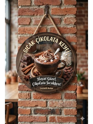 Mayeka Sıcak Çikolata Temalı Cafeler Kahveciler Restoranlar Için Ahşap Duvar Kapı Dekoratif Süs Tablo