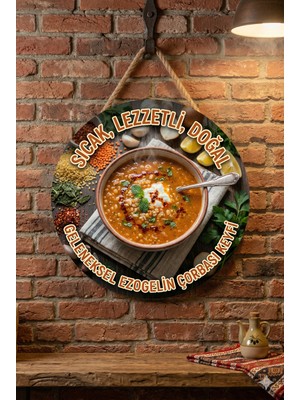 Mayeka Ezogelin Çorbası Temalı Çorbacılar Restoranlar Cafeler Için Ahşap Duvar Kapı Dekoratif Süs Tablo