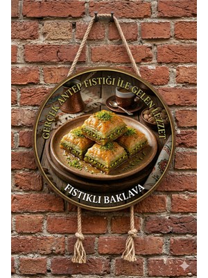 Mayeka Fıstıklı Baklava Temalı Tatlıcılar Pastaneler Restoranlar Için Ahşap Duvar Kapı Dekoratif Süs Tablo