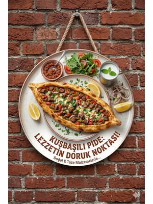 Mayeka Kuşbaşılı Pide Temalı Pideciler Kebapçılar Restoranlar Için Ahşap Duvar Kapı Dekoratif Süs Tablo