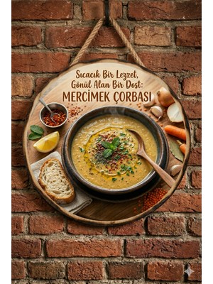 Mayeka Mercimek Çorbası Temalı Çorbacılar Restoranlar Cafeler Için Ahşap Duvar Kapı Dekoratif Süs Tablo