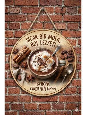Mayeka Sıcak Çikolata Temalı Cafeler Kahveciler Restoranlar Için Ahşap Duvar Kapı Dekoratif Süs Tablo