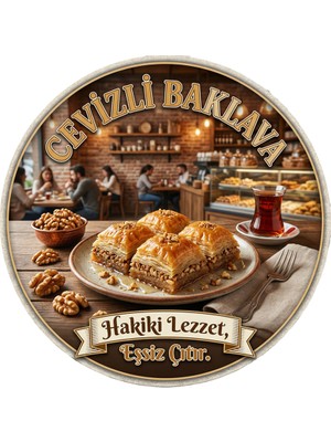 Mayeka Cevizli Baklava Temalı Tatlıcılar Pastaneler Restoranlar Için Ahşap Duvar Kapı Dekoratif Süs Tablo