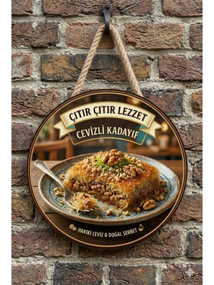 Mayeka Cevizli Kadayıf Temalı Tatlıcılar Pastaneler Restoranlar Için Ahşap Duvar Kapı Dekoratif Süs Tablo