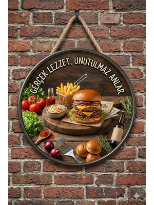 Mayeka Cheeseburger Temalı Büfeler Hamburgerciler Fast Food Için Ahşap Duvar Kapı Dekoratif Süs Tablo