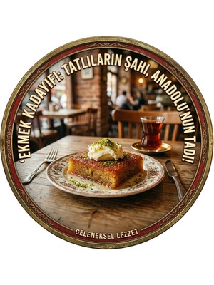 Mayeka Ekmek Kadayıfı Temalı Tatlıcılar Pastaneler Restoranlar Için Ahşap Duvar Kapı Dekoratif Süs Tablo