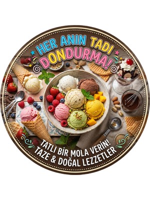 Mayeka Dondurma Temalı Dondurmacılar Tatlıcılar Pastaneler Için Ahşap Duvar Kapı Dekoratif Süs Tablo