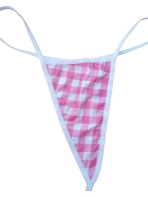 Anastasia Underwear Kadın String Tanga Külot - Büyük Kare Desen Pembe (ANS108)