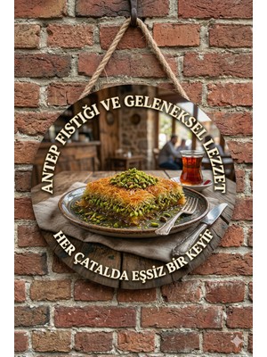 Mayeka Fıstıklı Kadayıf Temalı Tatlıcılar Pastaneler Restoranlar Için Ahşap Duvar Kapı Dekoratif Süs Tablo