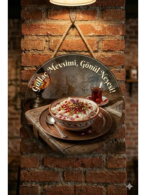 Mayeka Güllaç Temalı Tatlıcılar Pastaneler Restoranlar Için Ahşap Duvar Kapı Dekoratif Süs Tablo