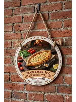 Mayeka Kaşarlı Pide Temalı Pideciler Kebapçılar Restoranlar Için Ahşap Duvar Kapı Dekoratif Süs Tablo