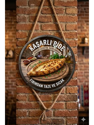 Mayeka Kaşarlı Pide Temalı Pideciler Kebapçılar Restoranlar Için Ahşap Duvar Kapı Dekoratif Süs Tablo
