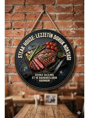 Mayeka Steak Temalı Et Restoranları Steakçiler Restoranlar Için Ahşap Duvar Kapı Dekoratif Süs Tablo