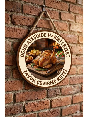 Mayeka Tavuk Çevirme Temalı Tavukçular Cafeler Tavuk Çevirmeciler Için Ahşap Duvar Kapı Dekoratif Süs Tablo