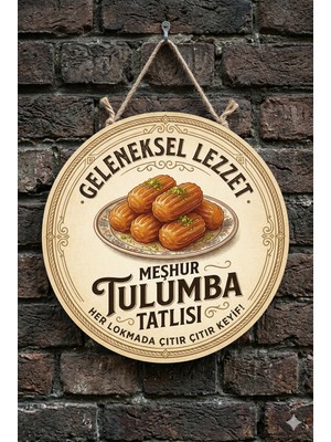 Mayeka Tulumba Tatlısı Temalı Tatlıcılar Pastaneler Restoranlar Için Ahşap Duvar Kapı Dekoratif Süs Tablo