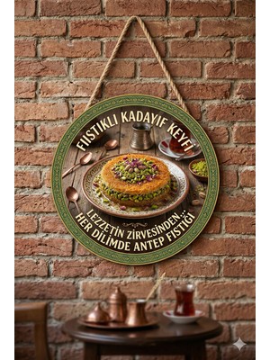 Mayeka Fıstıklı Kadayıf Temalı Tatlıcılar Pastaneler Restoranlar Için Ahşap Duvar Kapı Dekoratif Süs Tablo