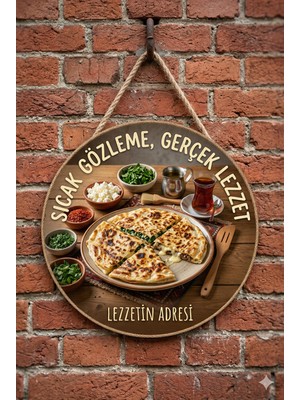 Mayeka Gözleme Temalı Börekçiler Kahvaltıcılar Cafeler Için Ahşap Duvar Kapı Dekoratif Süs Tablo