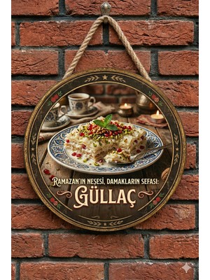 Mayeka Güllaç Temalı Tatlıcılar Pastaneler Restoranlar Için Ahşap Duvar Kapı Dekoratif Süs Tablo