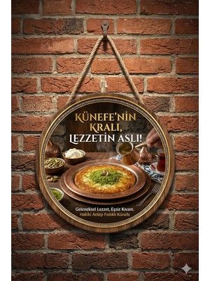 Mayeka Künefe Temalı Tatlıcılar Pastaneler Restoranlar Için Ahşap Duvar Kapı Dekoratif Süs Tablo