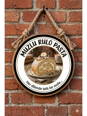 Mayeka Muzlu Rulo Pasta Temalı Tatlıcılar Pastaneler Restoranlar Için Ahşap Duvar Kapı Dekoratif Süs Tablo