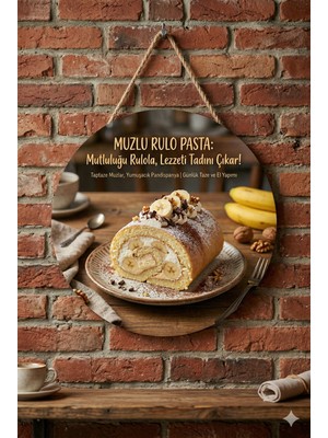 Mayeka Muzlu Rulo Pasta Temalı Tatlıcılar Pastaneler Restoranlar Için Ahşap Duvar Kapı Dekoratif Süs Tablo