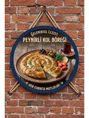 Mayeka Peynirli Kol Böreği Temalı Börekçiler Kahvaltıcılar Cafe Için Ahşap Duvar Kapı Dekoratif Süs Tablo