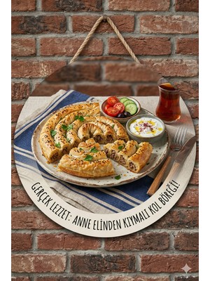 Mayeka Kıymalı Kol Böreği Temalı Börekçiler Kahvaltıcılar Cafeler Için Ahşap Duvar Kapı Dekoratif Süs Tablo