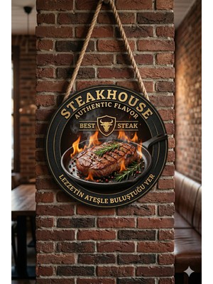 Mayeka Steak Temalı Et Restoranları Steakçiler Restoranlar Için Ahşap Duvar Kapı Dekoratif Süs Tablo