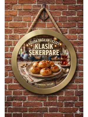 Mayeka Şekerpare Temalı Tatlıcılar Pastaneler Restoranlar Için Ahşap Duvar Kapı Dekoratif Süs Tablo