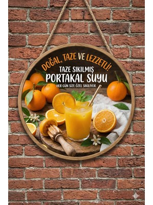 Mayeka Taze Sıkılmış Portakal Suyu Temalı Büfeler Cafeler Restoranlar Için Ahşap Duvar Kapı Dekoratif Süs